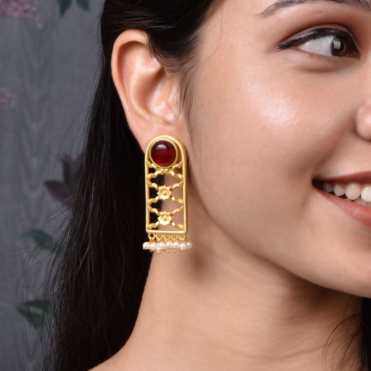 Priyali Matte Gold Stud Earrings