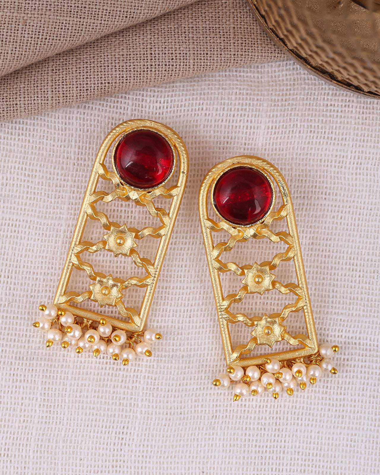 Priyali Matte Gold Stud Earrings