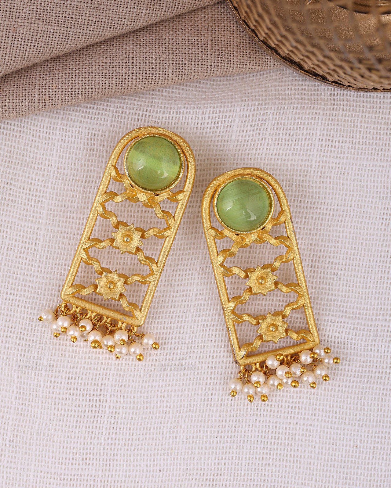 Priyali Matte Gold Stud Earrings