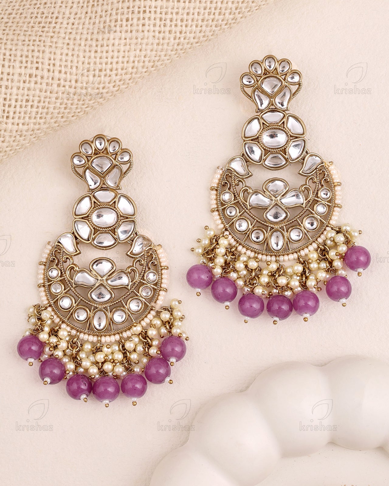 Priyanka Kundan Dangler Earrings