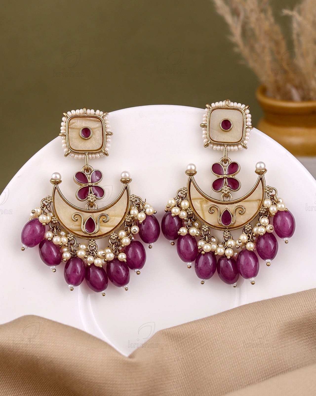 Purnima Kundan Dangler Earrings