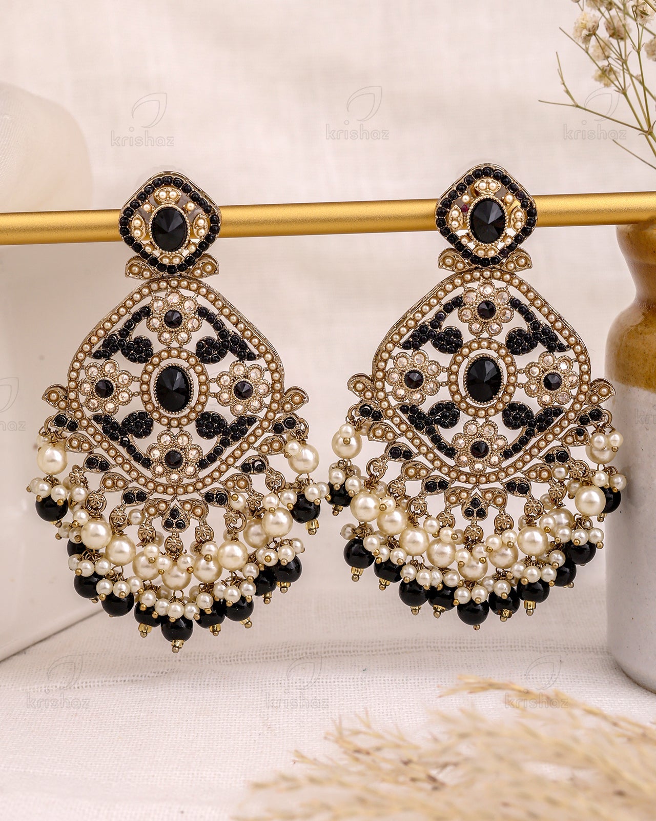 Rania Pakistani Kundan Dangler Earrings