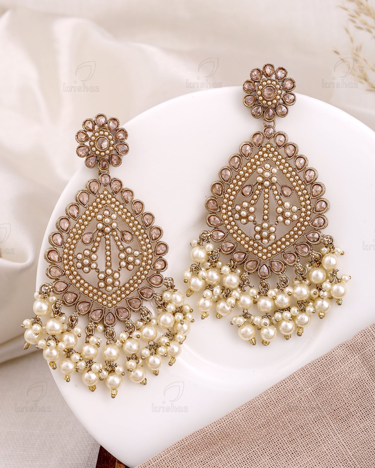 Nikhat Pakistani Kundan Dangler Earrings