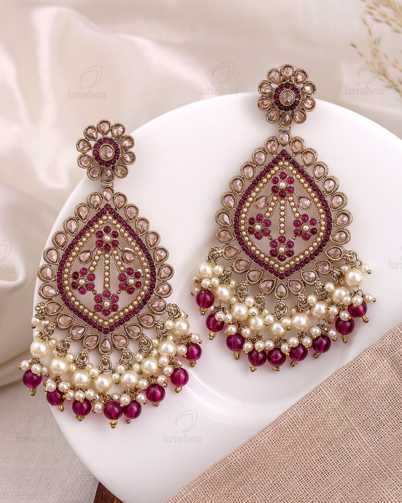 Nikhat Pakistani Kundan Dangler Earrings
