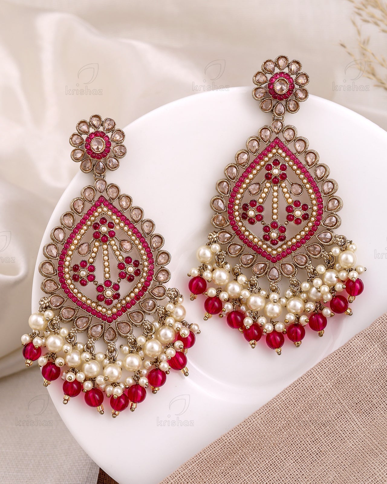 Nikhat Pakistani Kundan Dangler Earrings