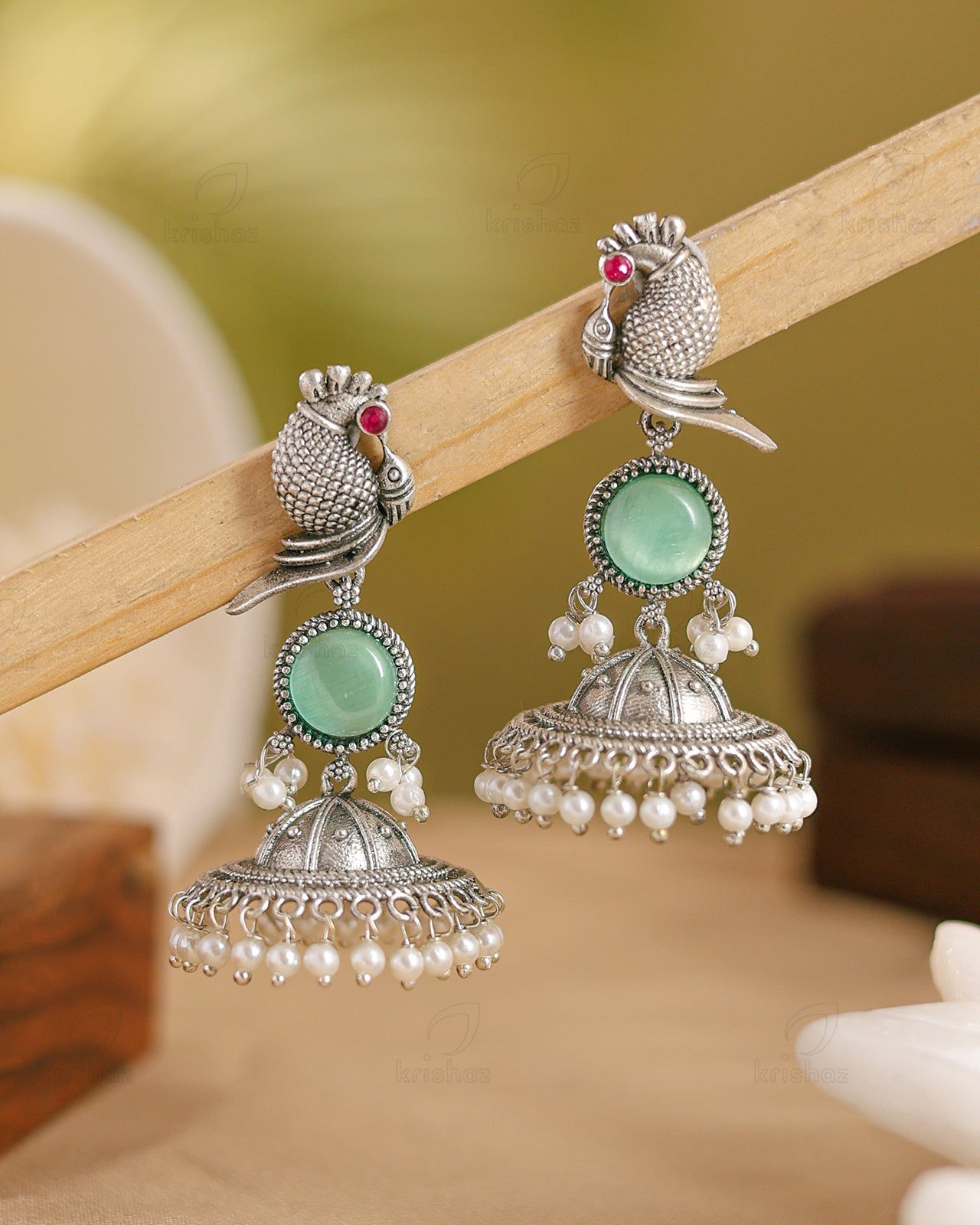 Parakeet Bird Jhumki Earrings