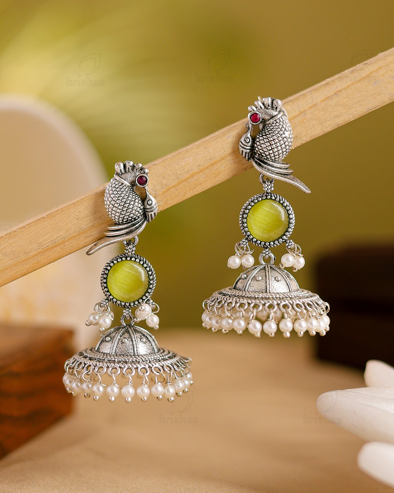 Parakeet Bird Jhumki Earrings