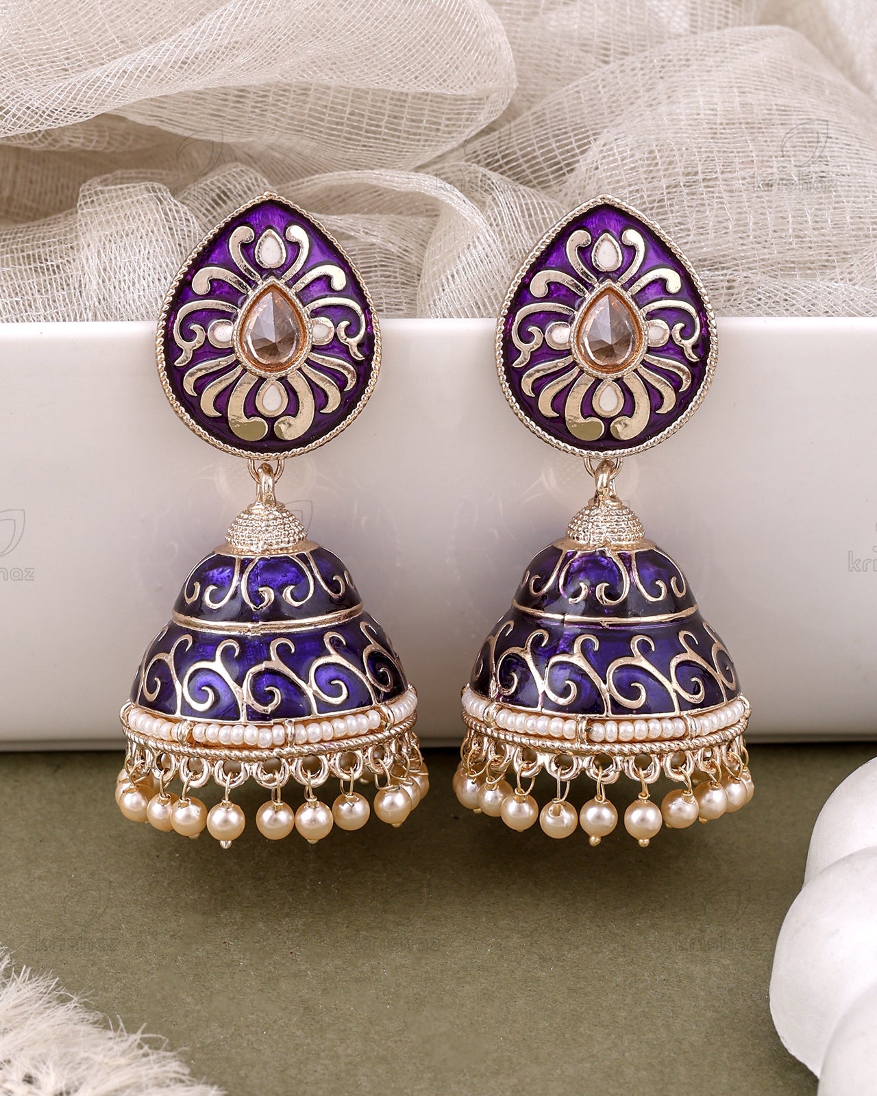 Alisha Kundan Jhumki Earrings