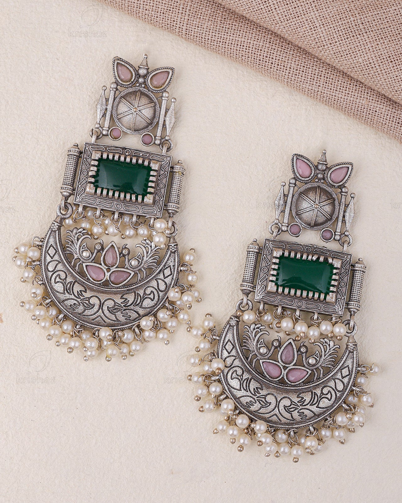 Noor Peacock Dangler Earrings