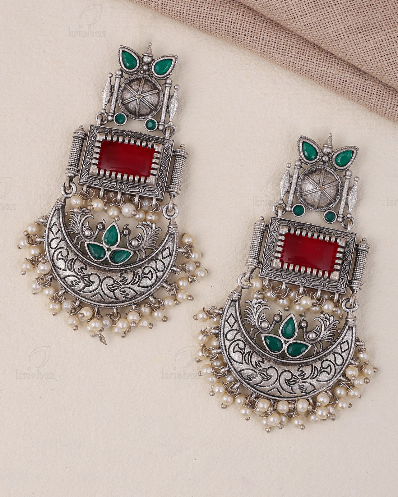 Noor Peacock Dangler Earrings