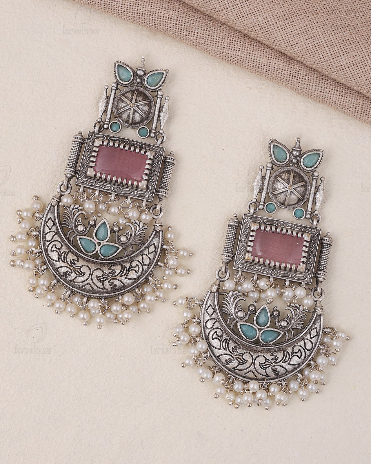 Noor Peacock Dangler Earrings