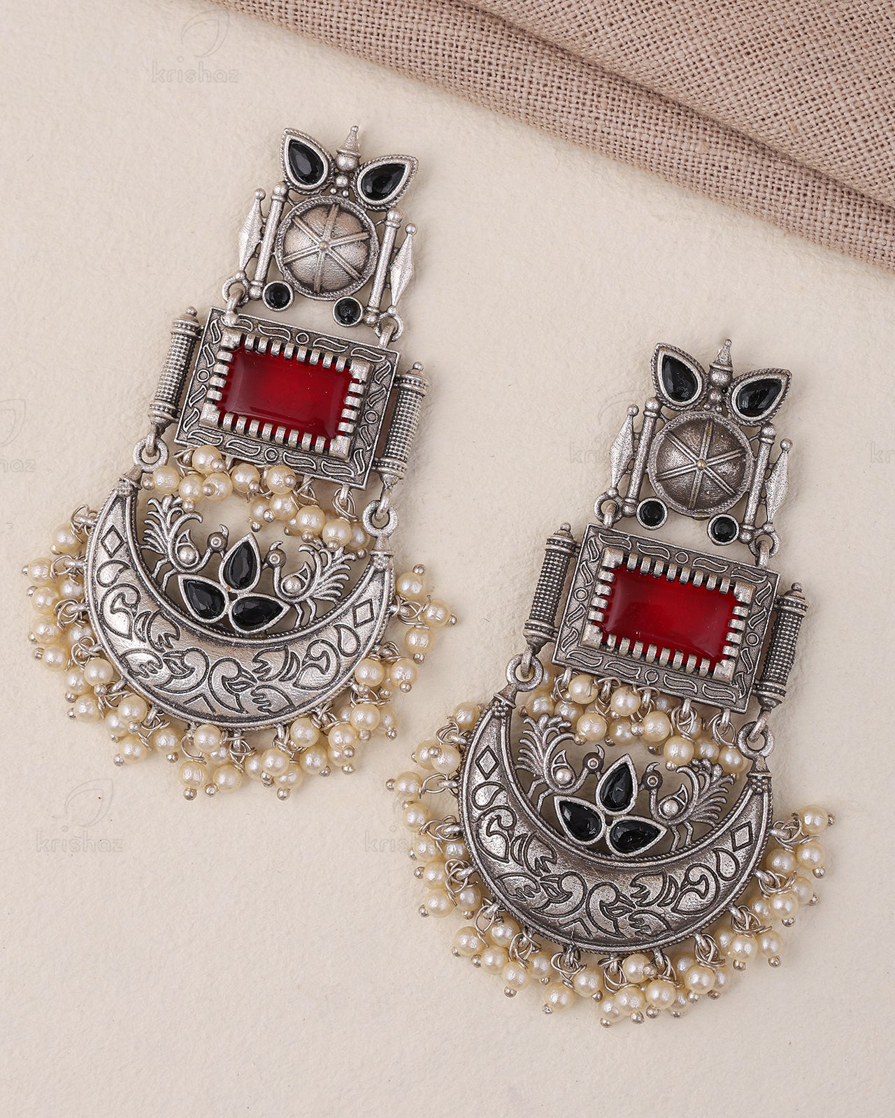 Noor Peacock Dangler Earrings