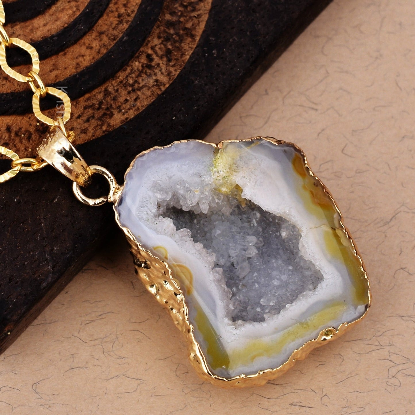 Natural Stone Pendant Natural Stone Pendant Charm With Cable Chain