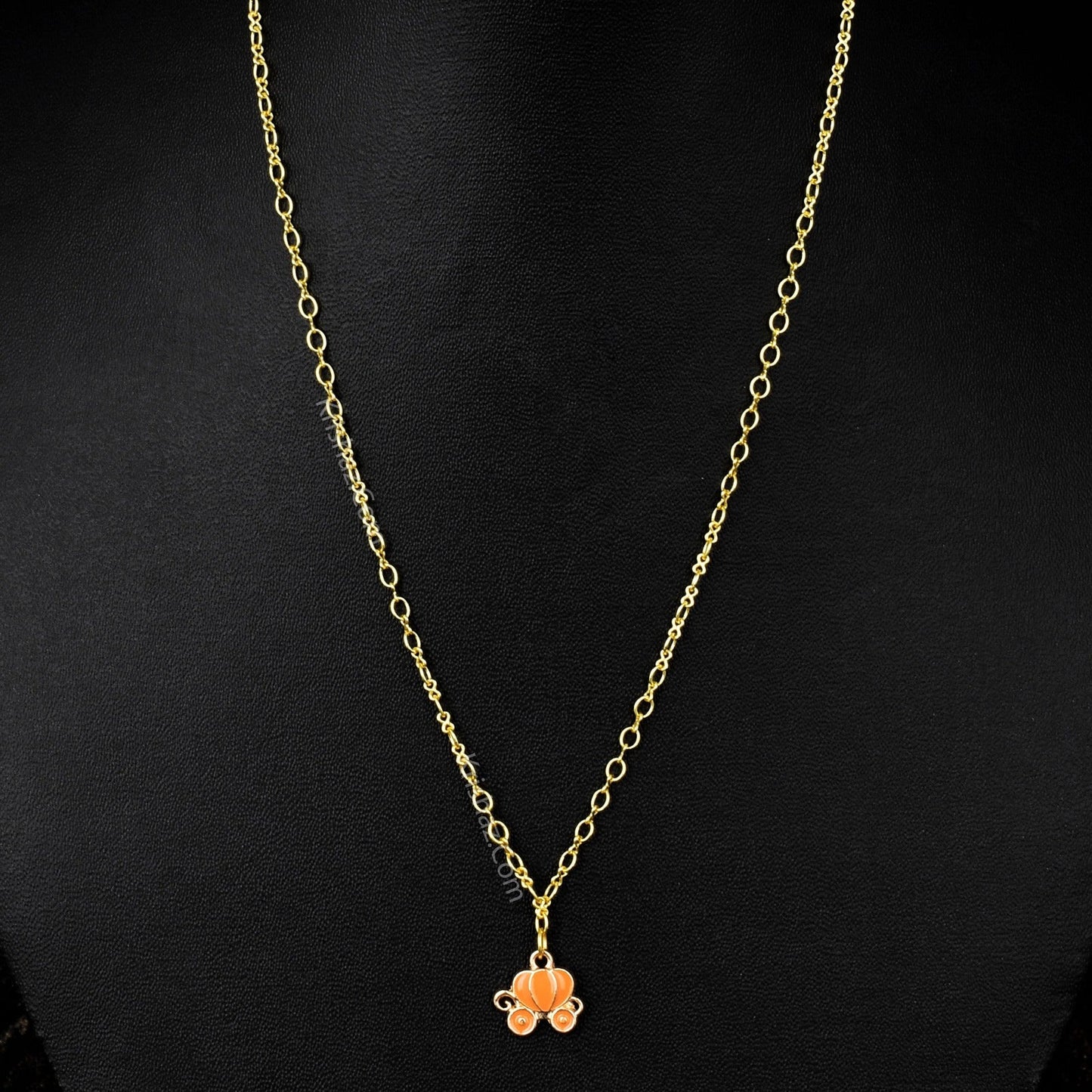 Gold Figure 8 Chain with Mini Cinderella Carriage charms