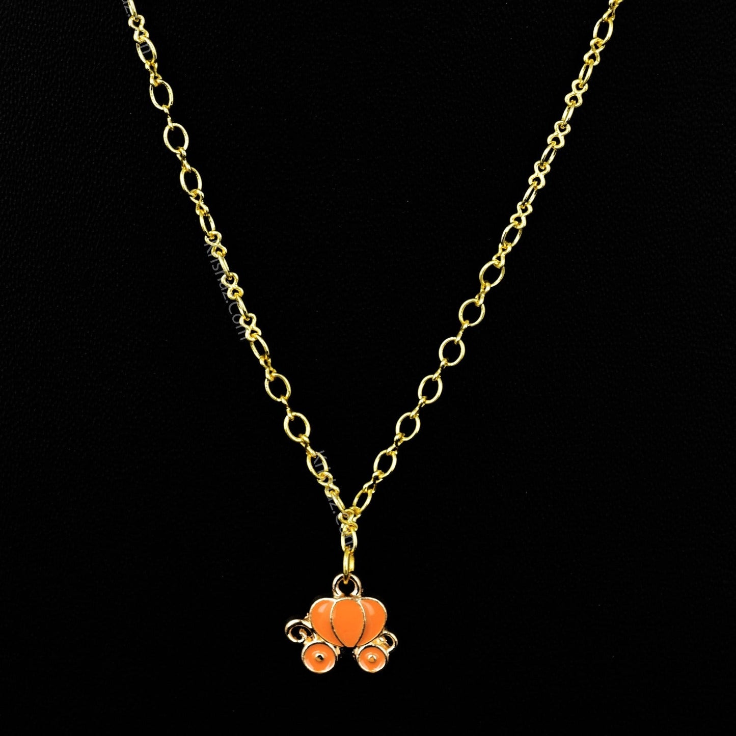 Gold Figure 8 Chain with Mini Cinderella Carriage charms