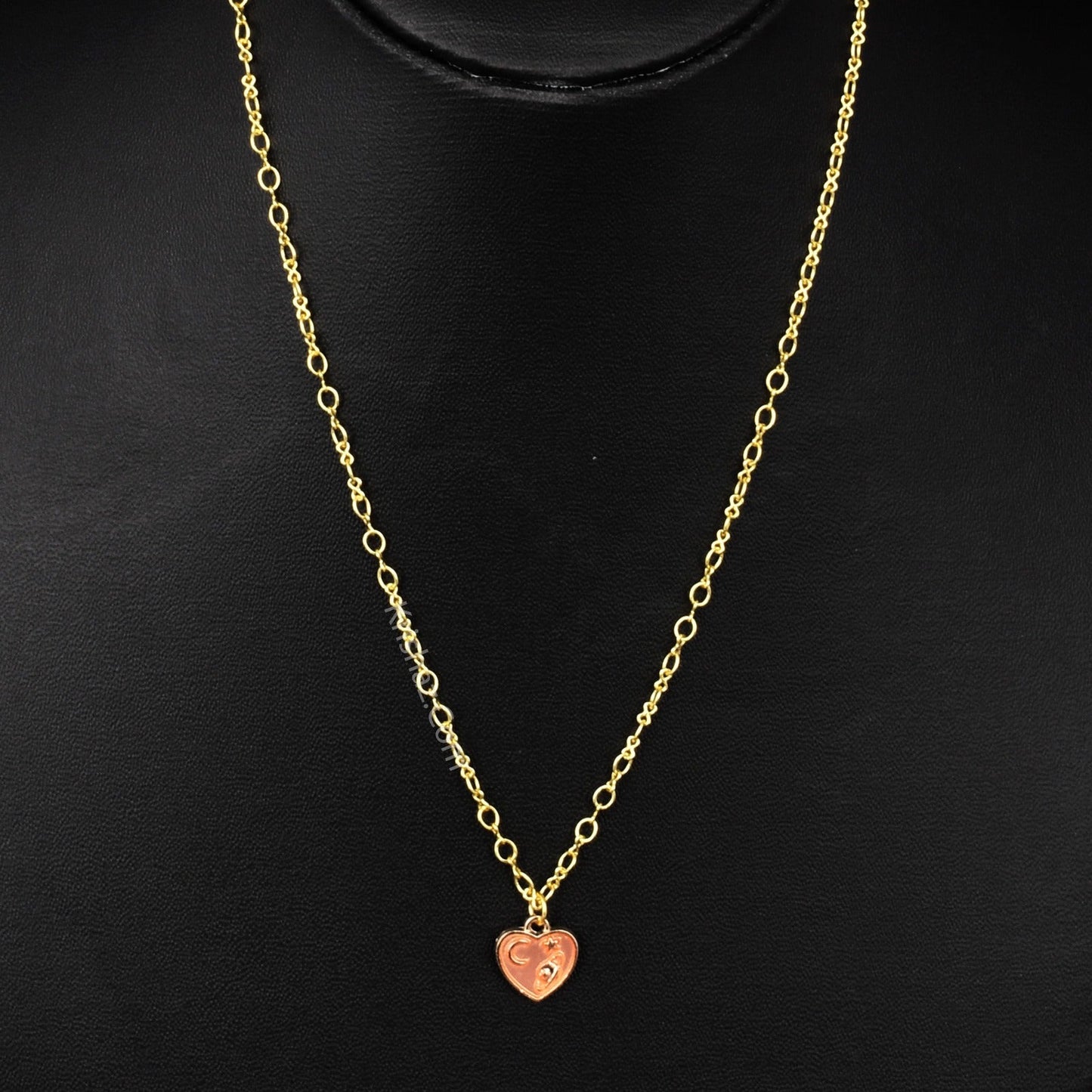 Gold Figure 8 Dainty Chains with Heart charms