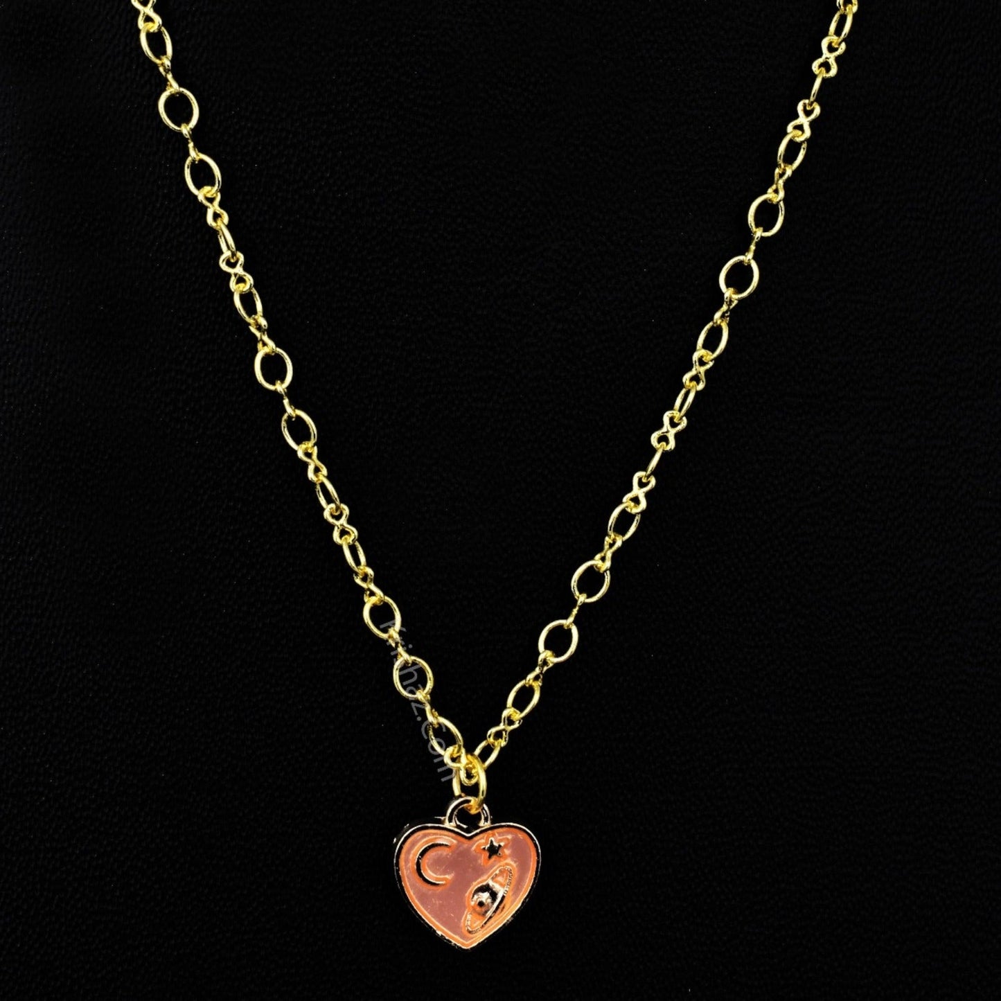 Gold Figure 8 Dainty Chains with Heart charms