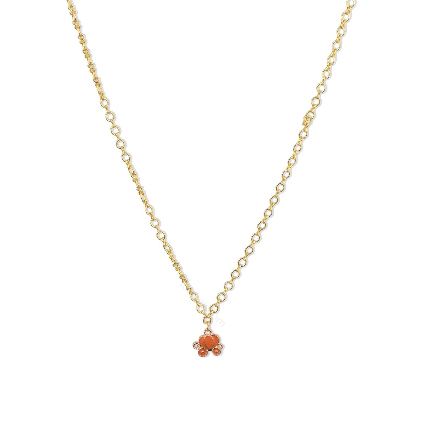 Gold Figure 8 Chain with Mini Cinderella Carriage charms