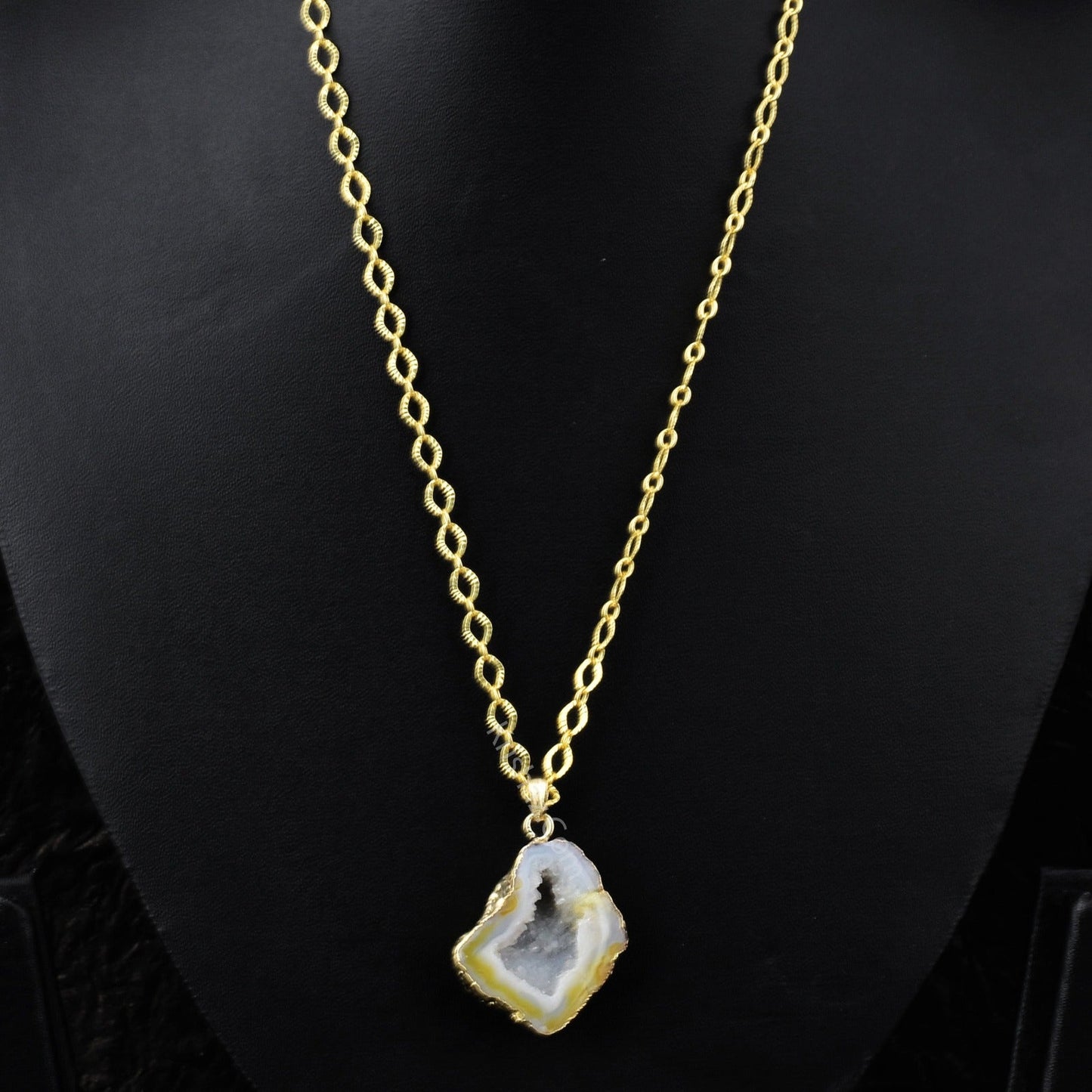 Natural Stone Pendant Natural Stone Pendant Charm With Cable Chain