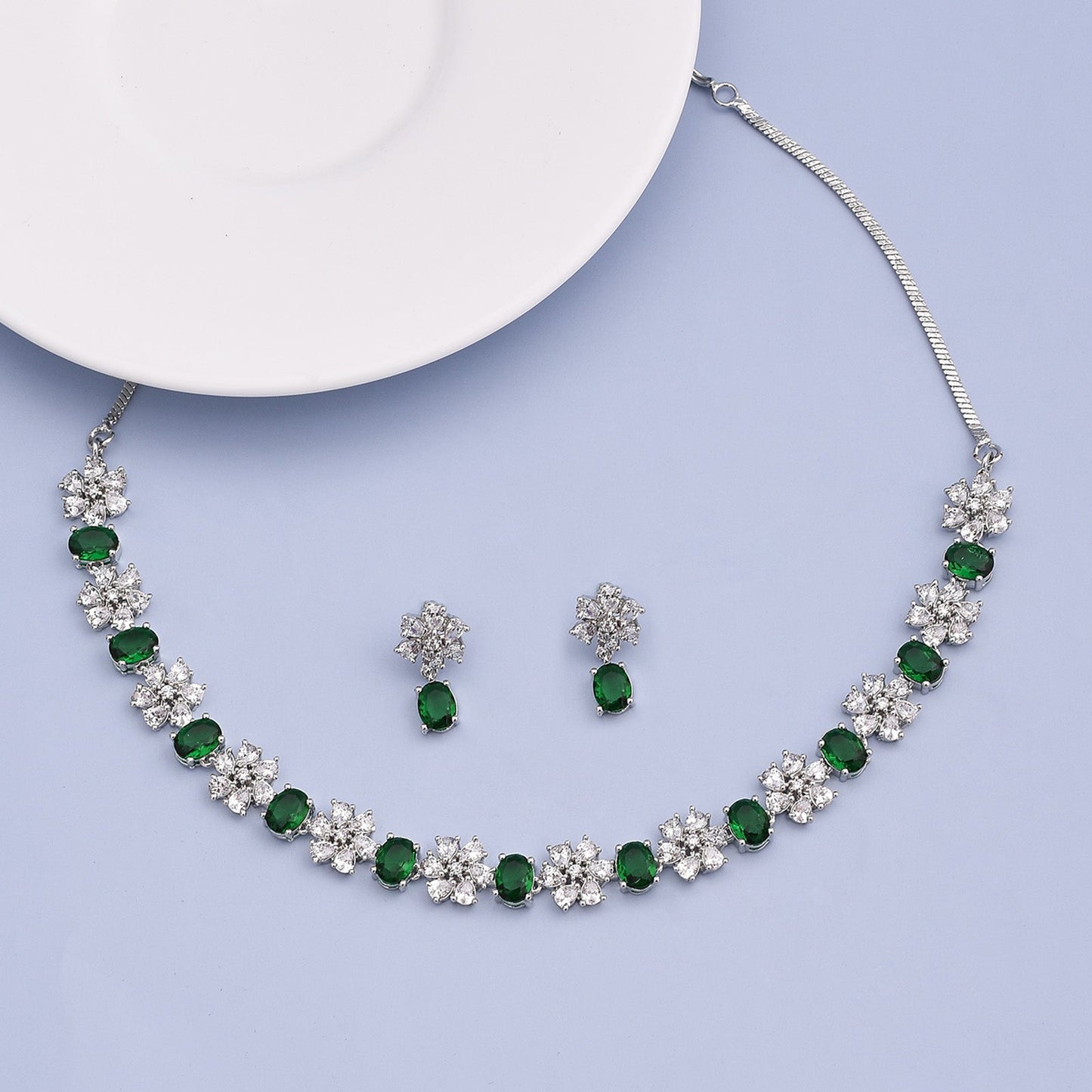 Ariel Rhodium Plated Cz Necklace