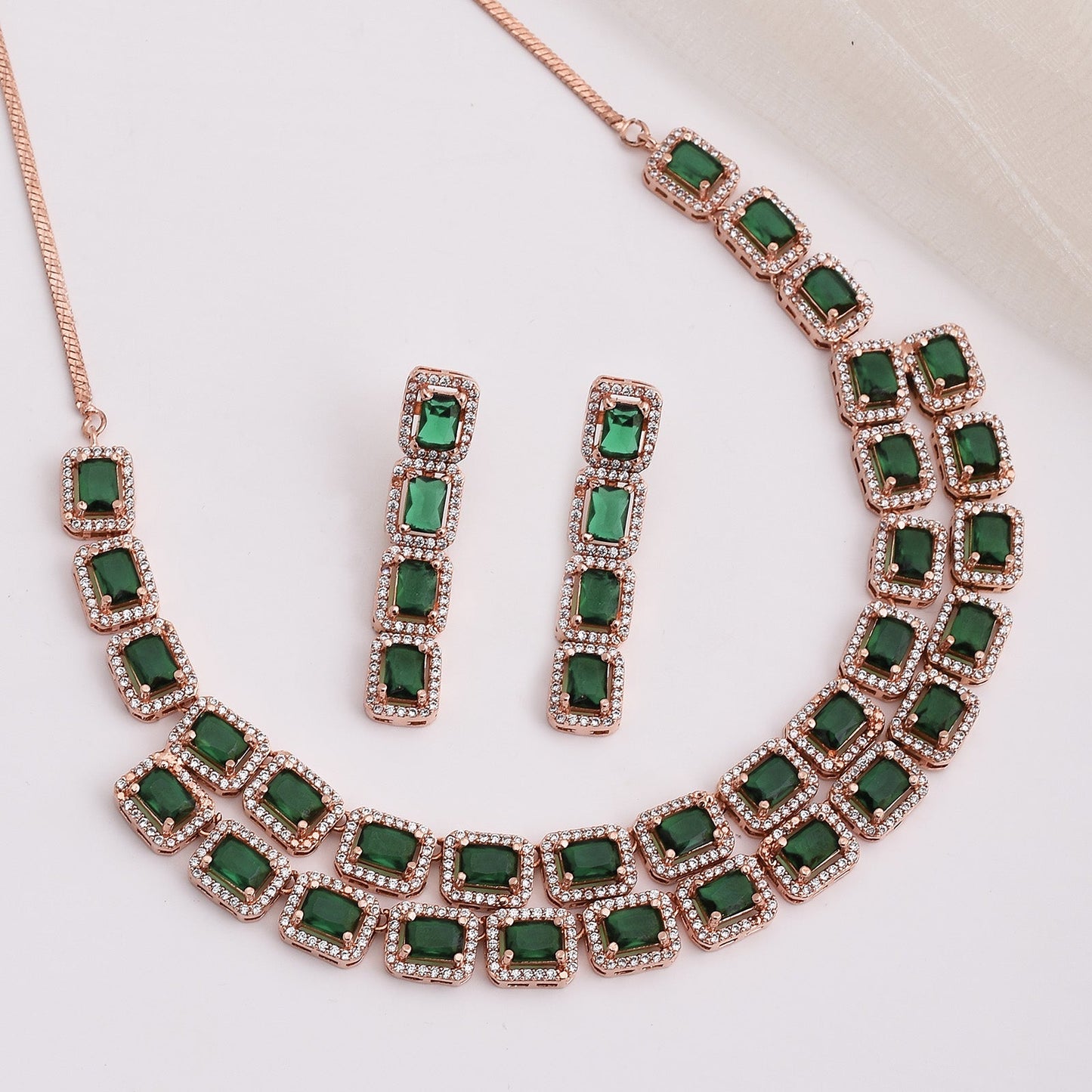 Ella Rhodium Plated Cz Necklace