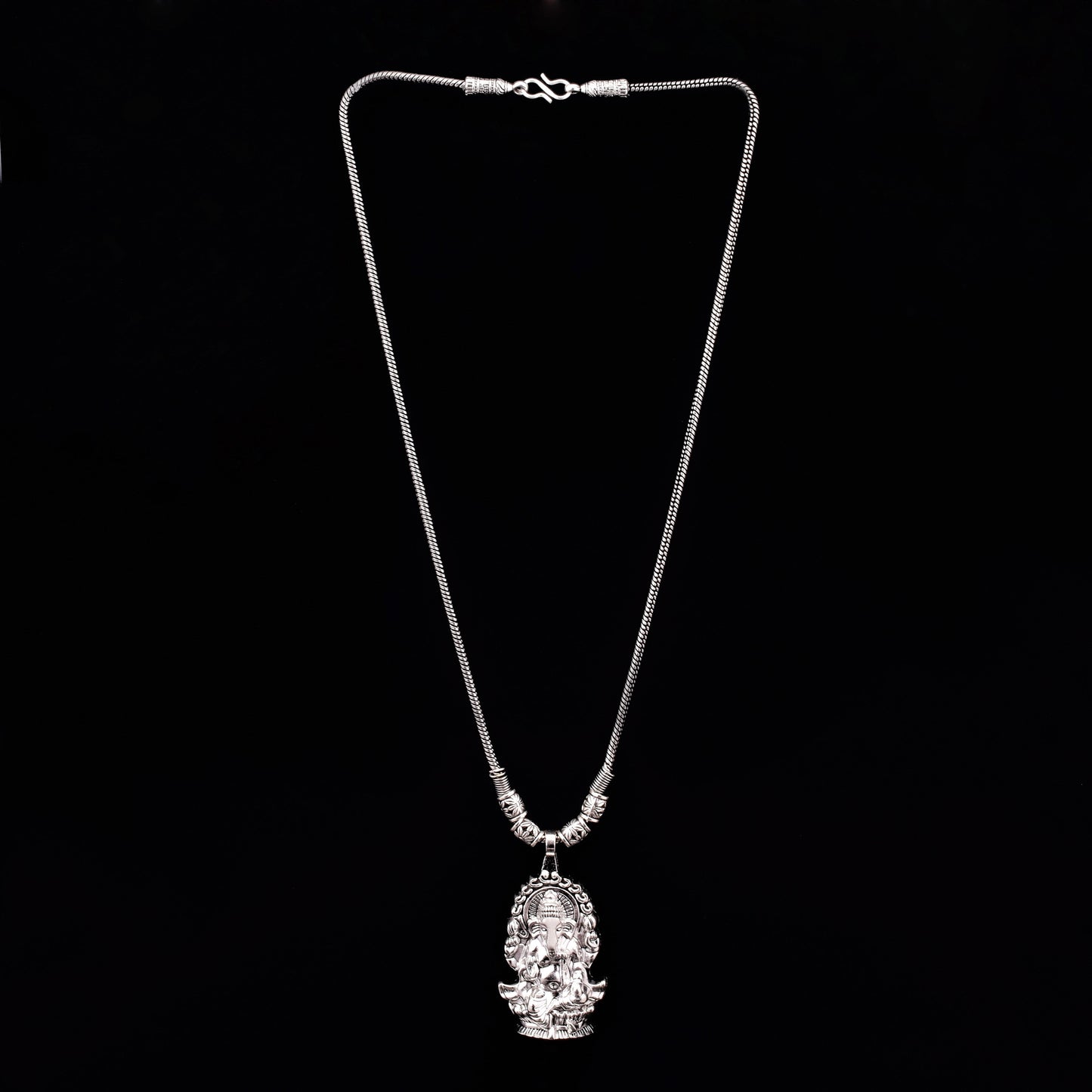 Oxidized Silver Ganesha Pendant Necklace