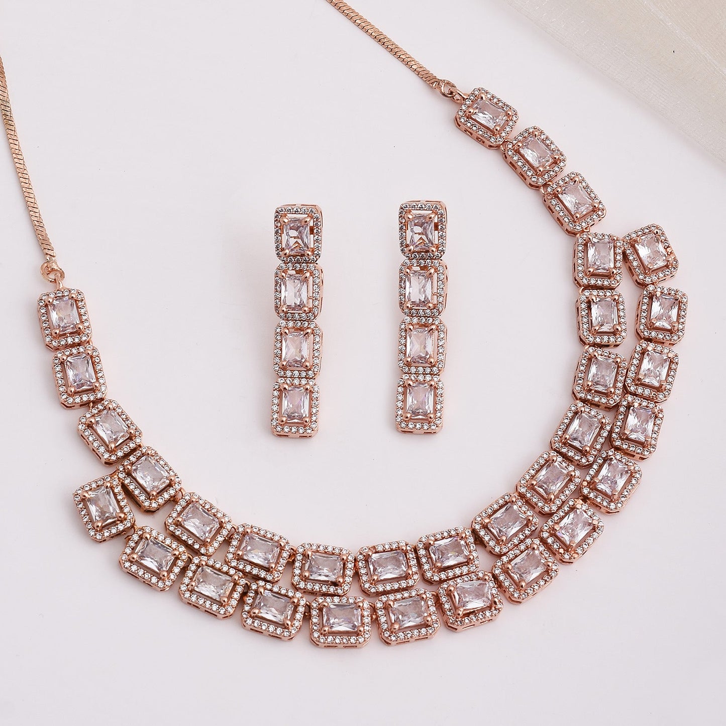 Ella Rhodium Plated Cz Necklace