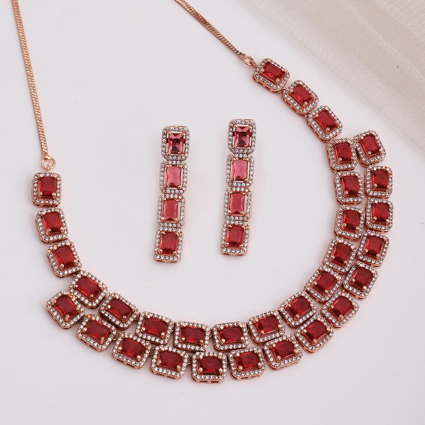 Ella Rhodium Plated Cz Necklace