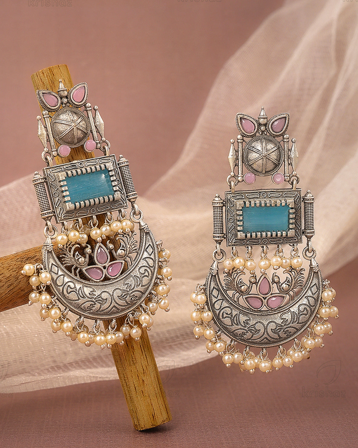 Noor Peacock Dangler Earrings