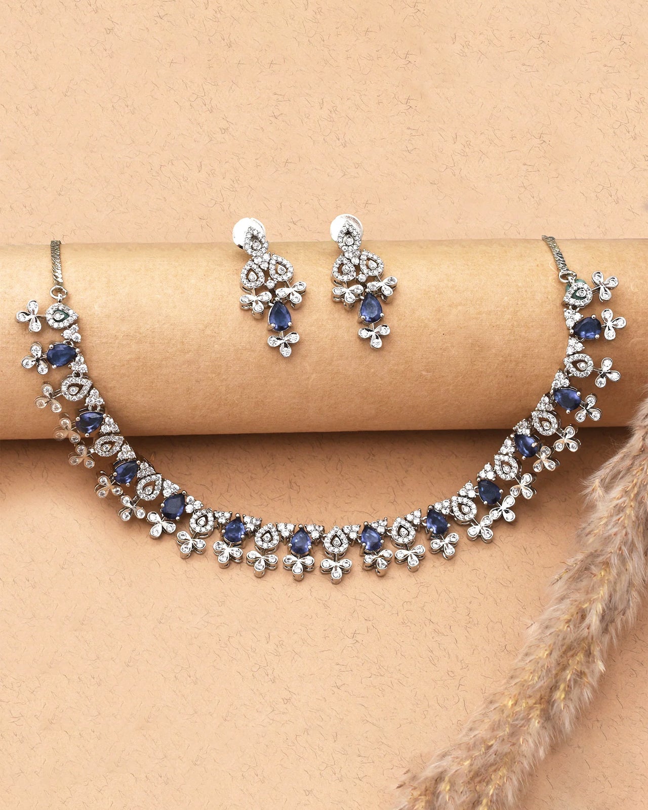 Zoe Rhodium Plated Cz Necklace