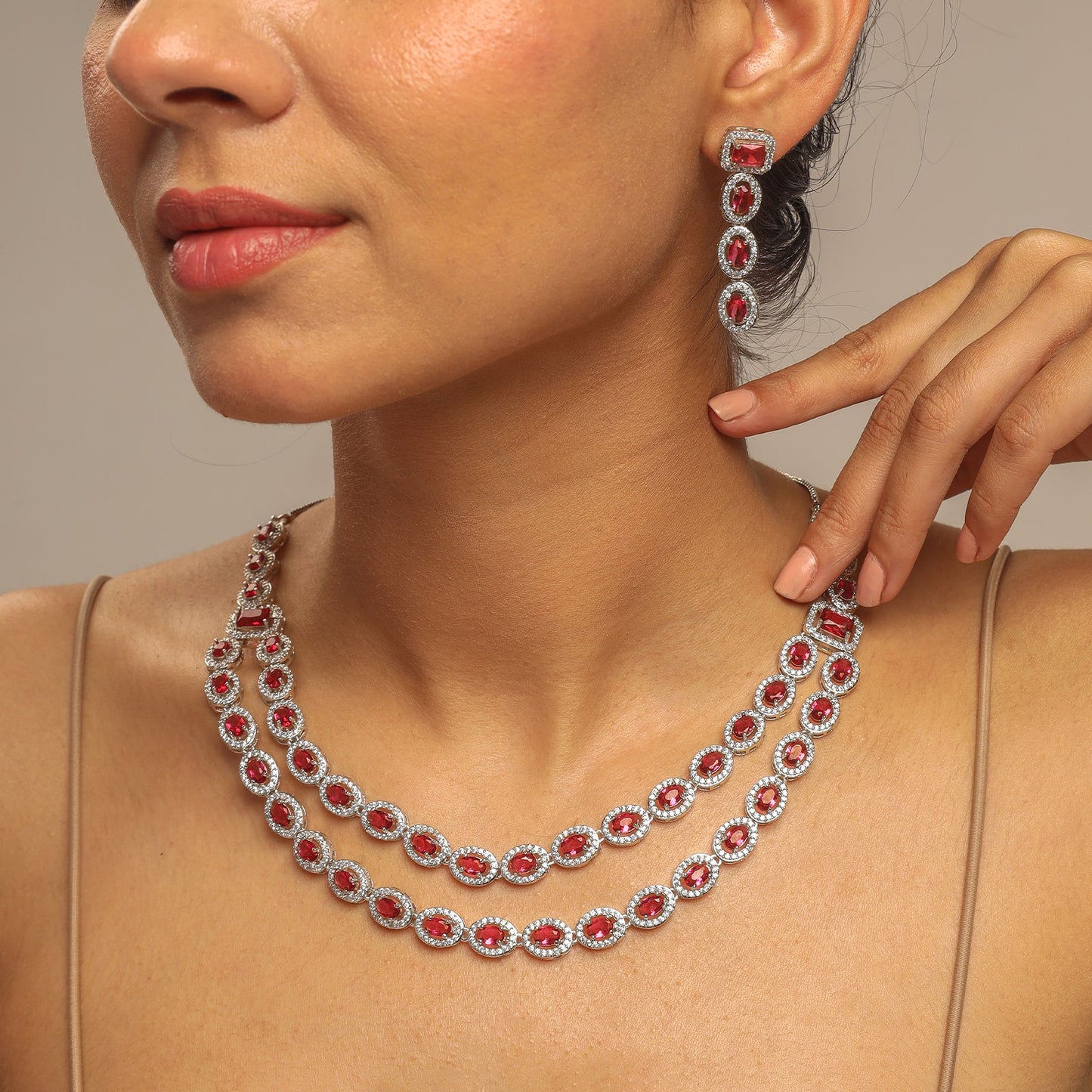 Valarie Rhodium Plated Cz Necklace