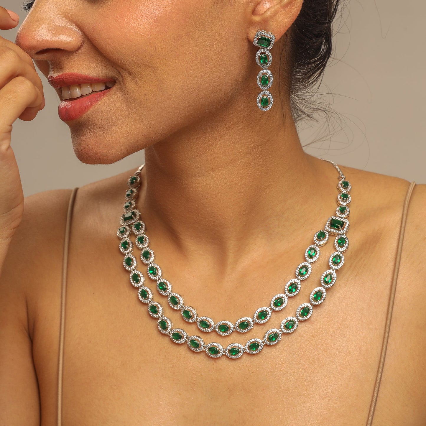 Valarie Rhodium Plated Cz Necklace