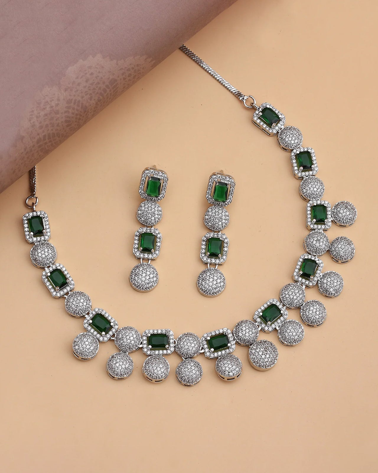 Helena Rhodium Plated Cz Necklace