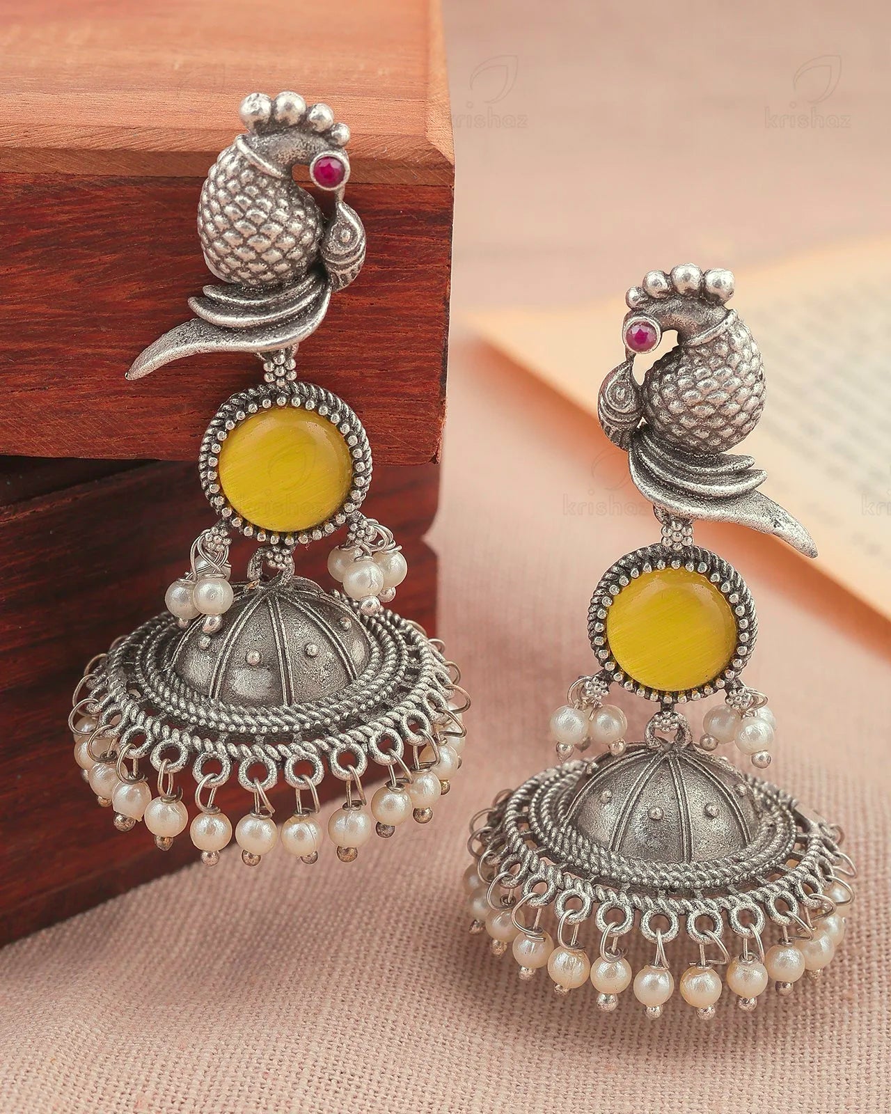 Parakeet Bird Jhumki Earrings