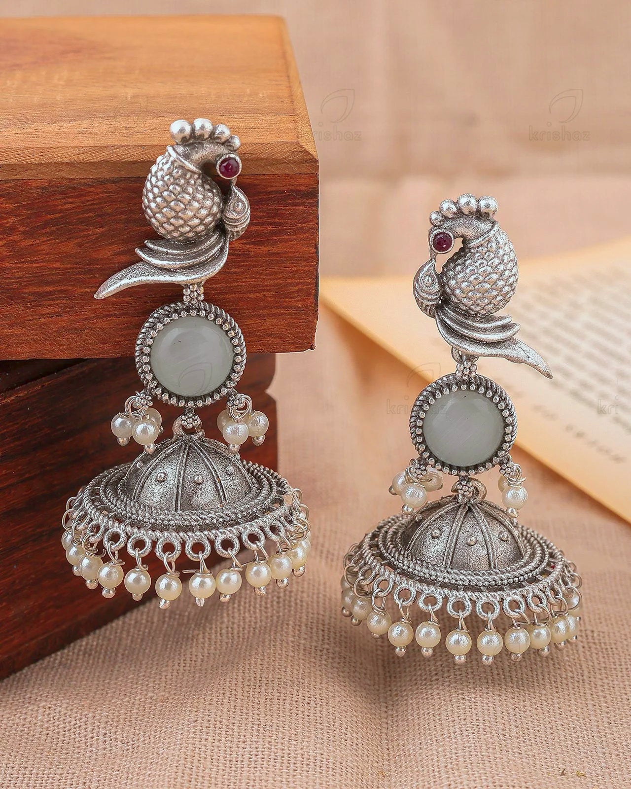 Parakeet Bird Jhumki Earrings
