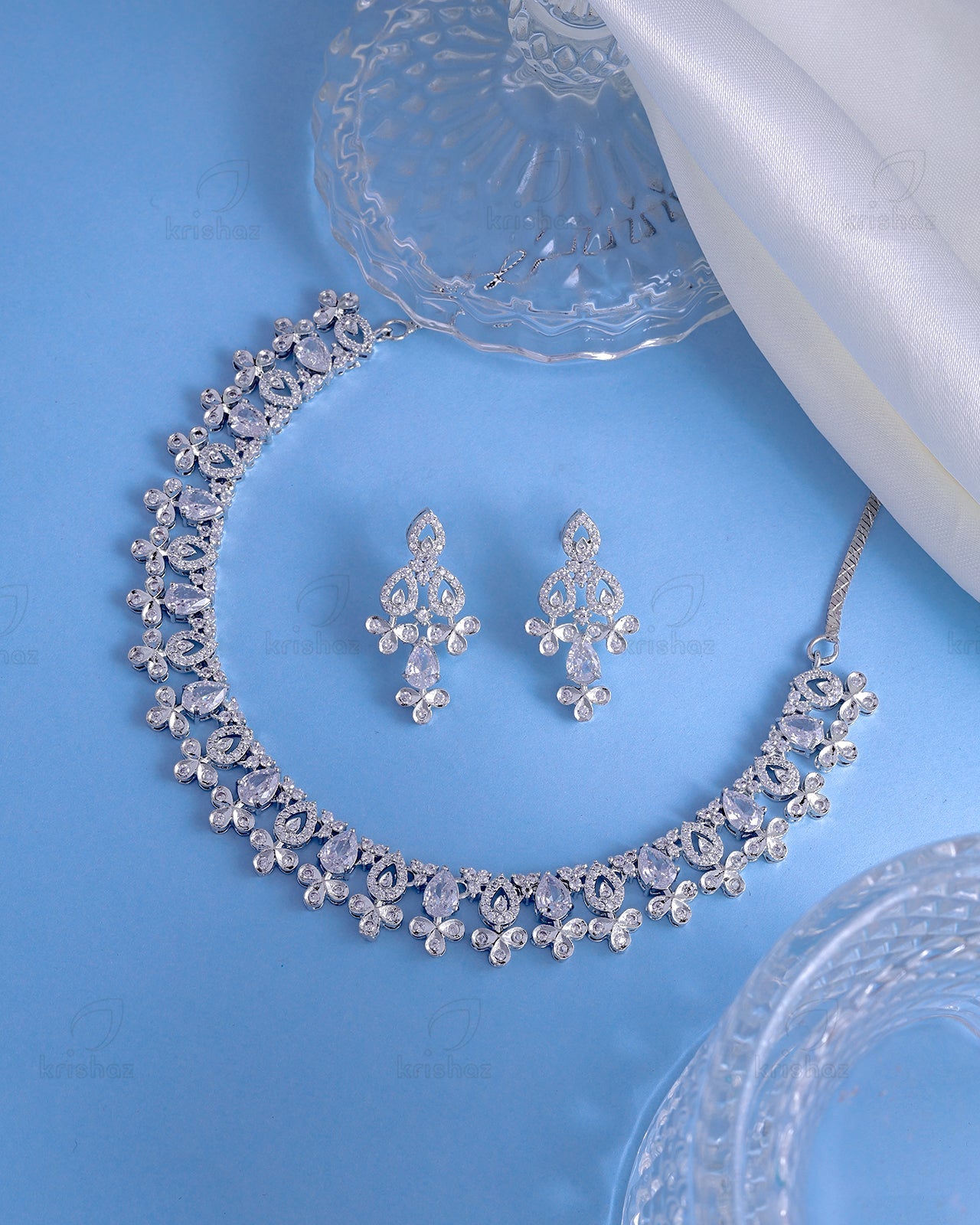 Zoe Rhodium Plated Cz Necklace