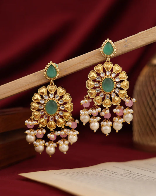 Floret Gold Dangler Earrings