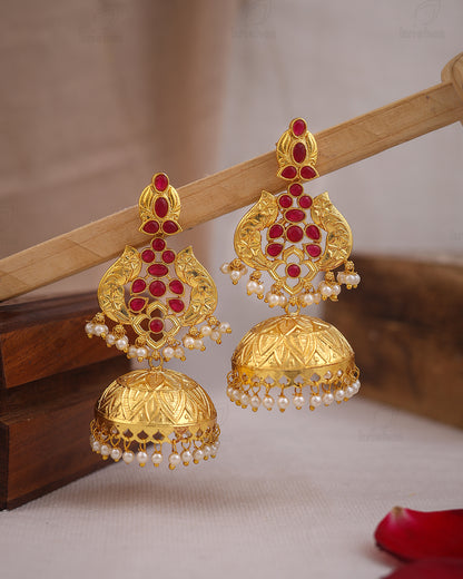 Preeta Golden Jhumki Earrings