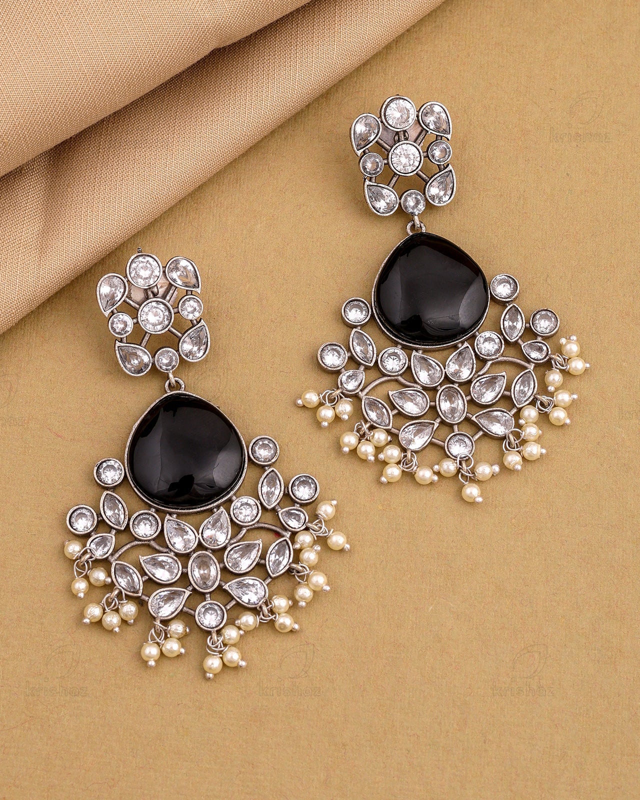 Raveena CZ Floral Dangler Earrings