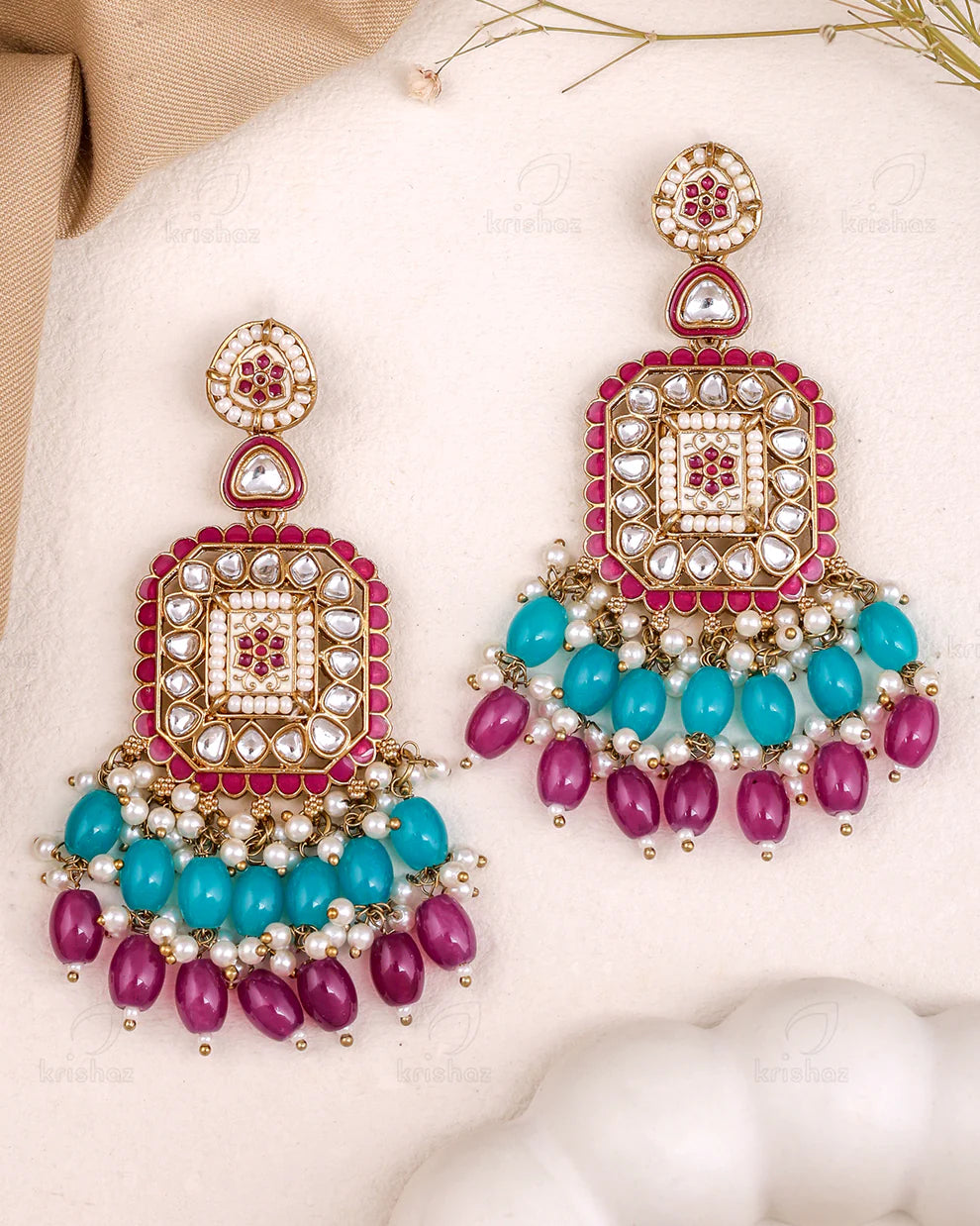 Pranali Kundan Dangler Earrings