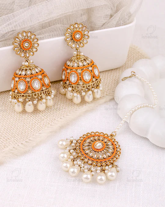 Samira Pakistani Kundan Jhumki Earrings With Mangtika