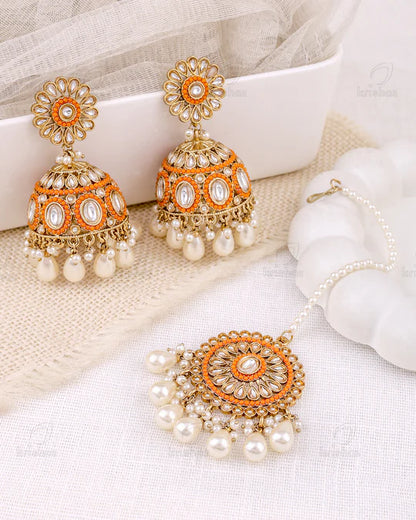 Samira Pakistani Kundan Jhumki Earrings With Mangtika
