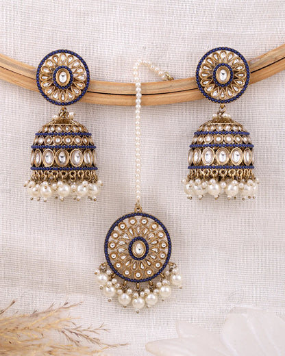 Anabia Pakistani Kundan Jhumki Earrings With Mangtika