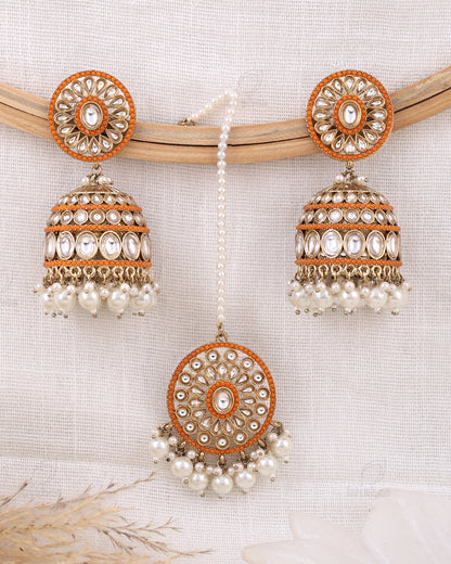 Anabia Pakistani Kundan Jhumki Earrings With Mangtika