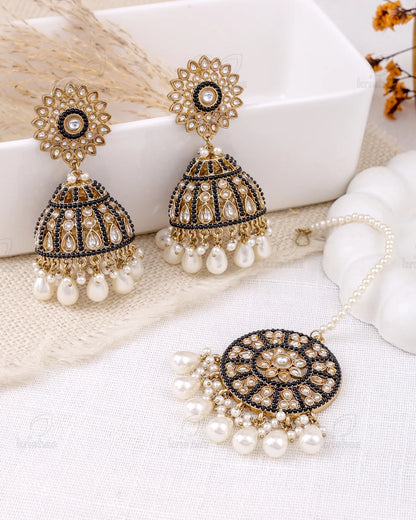 Farheen Pakistani Kundan Jhumki Earrings With Mangtika