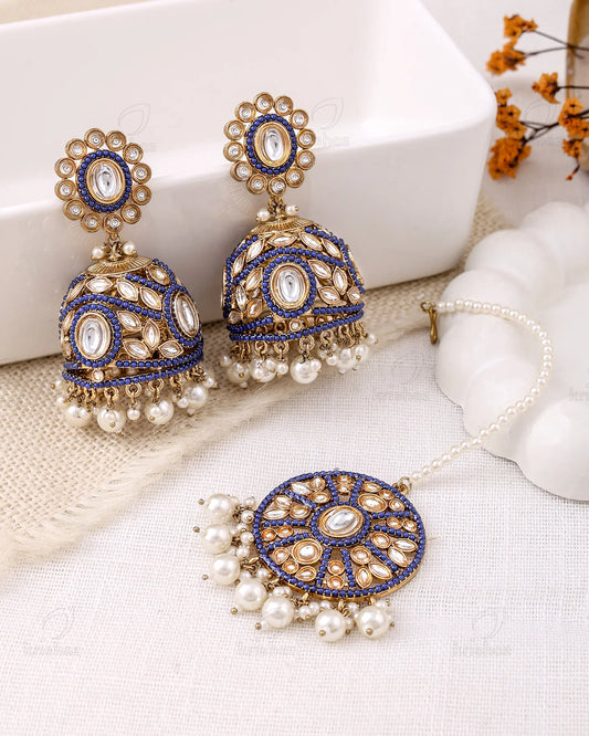 Ruksana Pakistani Kundan Jhumki Earrings With Mangtika