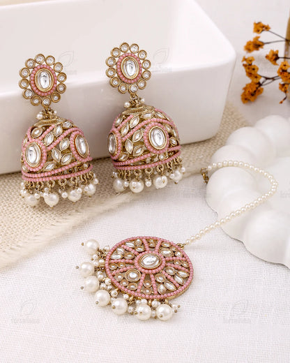 Ruksana Pakistani Kundan Jhumki Earrings With Mangtika