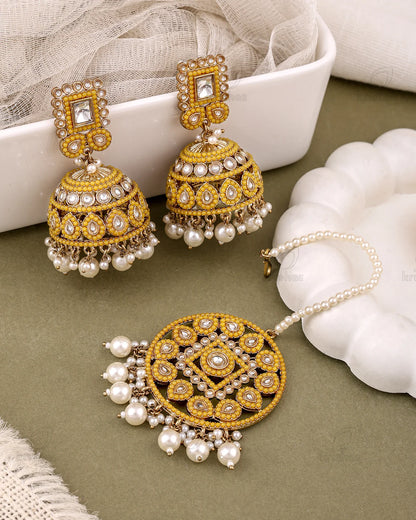 Rukhsar Pakistani Kundan Jhumki Earrings With Mangtika