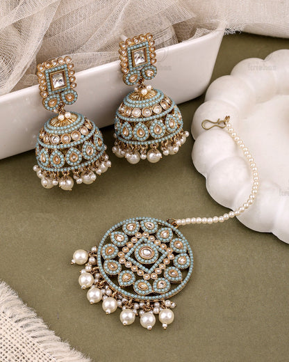 Rukhsar Pakistani Kundan Jhumki Earrings With Mangtika