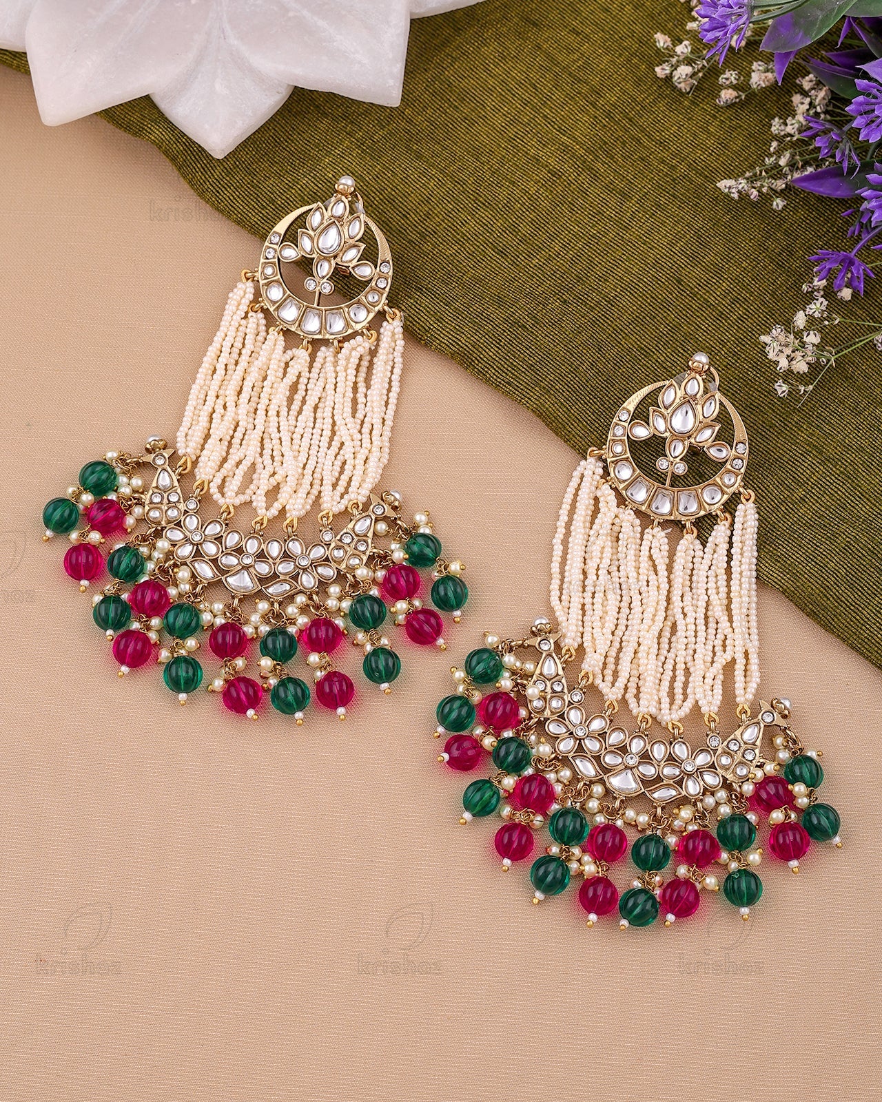 Wahida Kundan Dangler Earrings - RANG